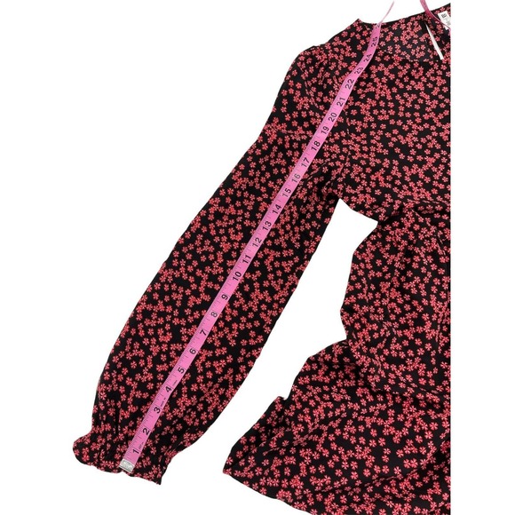 BP Black Graphic Blooms Long Sleeve Dress Size Small - Picture 9 of 11